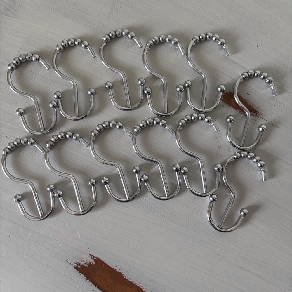 Silver Double Hook Shower Curtain Rings